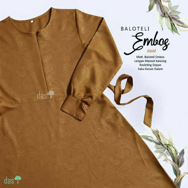 Gamis DAS Balotelli Emboss / gamis DAS / gamis gold / gamis warna gold