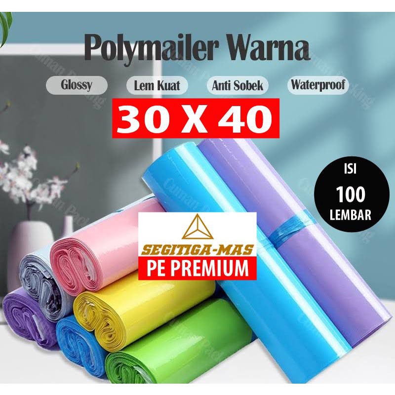 Jual Polymailer Warna 30x40 Pe Premium Isi 100 Lbr Plastik Amplop Packing Warna Glossy Pekat 0118