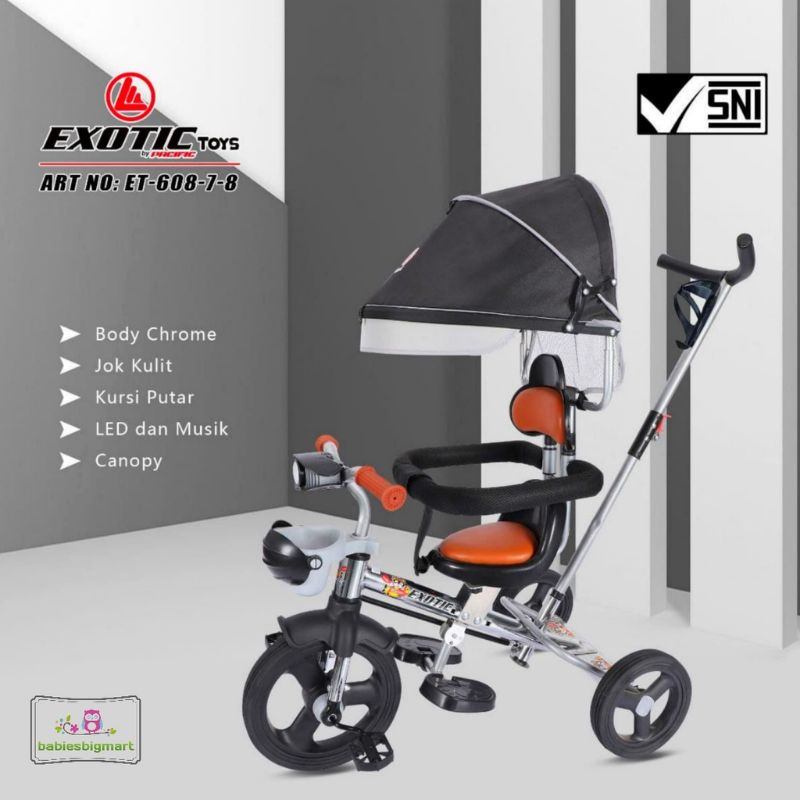 Sepeda  Roda tiga 3 Exotic ET 1267 .1269 Tricycle Stroller Anak Kursi putar
