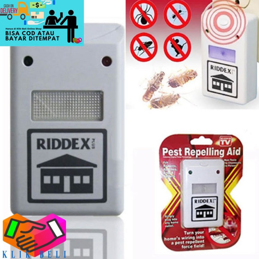 Riddex Plus Merah Quad Alat Frekuensi Pengusir Tikus Kecoak Serangga Nyamuk Lalat Pest Repelling Aid