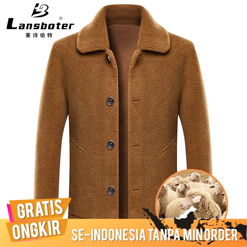 Jas Jaket Kantor Santai Musim Penebalan Bulu Terintegrasi Bulu Jaket Pria Middle-Aged Pria Muda Dua 