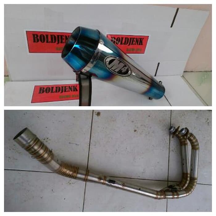 Knalpot racing M4 blue fullstanlees fullset Z250/ninja250 dll