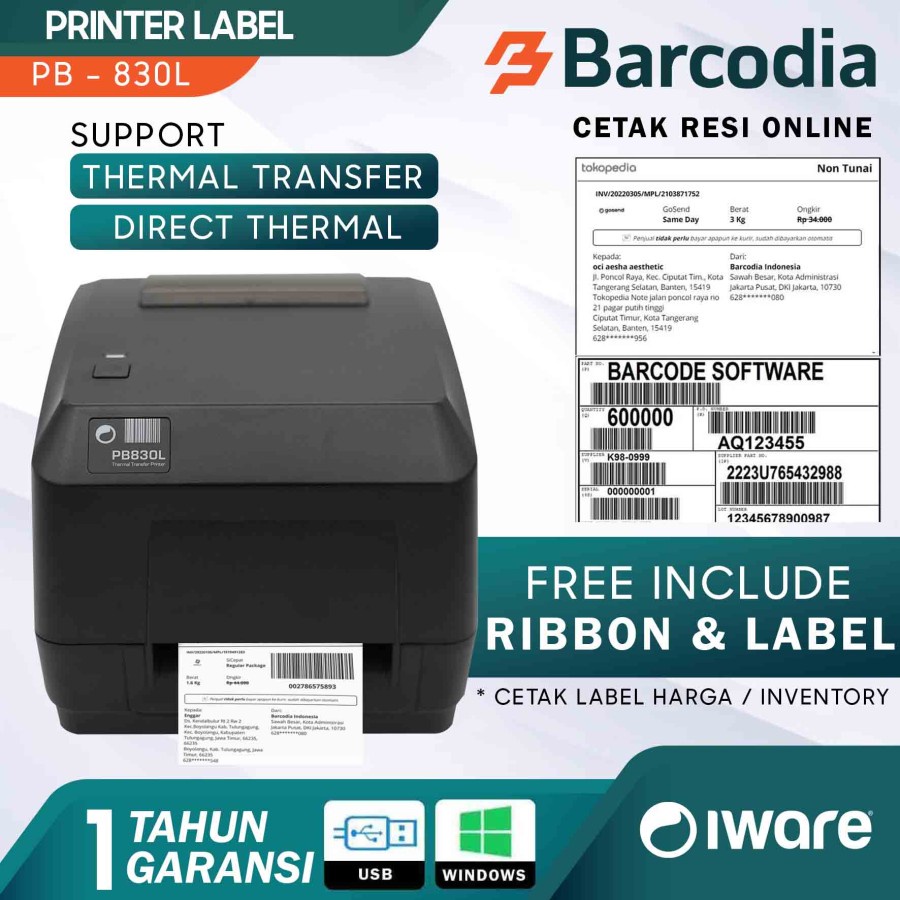 PRINTER BARCODE THERMAL / LABEL PRINTER PB-830L | PB-830L 110MM / A6