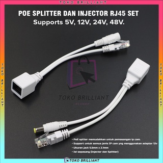 Termurah!!! Kabel POE Injector & POE Splitter (SET) / KABEL POE SET White [Bisa Bayar Ditempat]