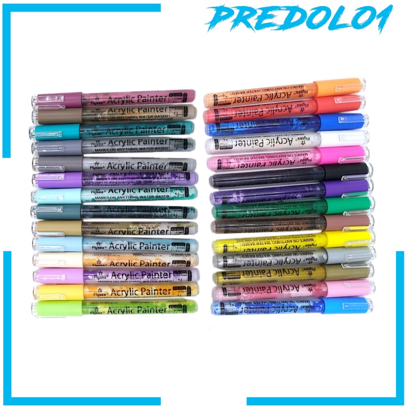 [PREDOLO1] 28pcs Acrylic Paint Marker Pens Craft Rock Painting Water Based Marker Pen