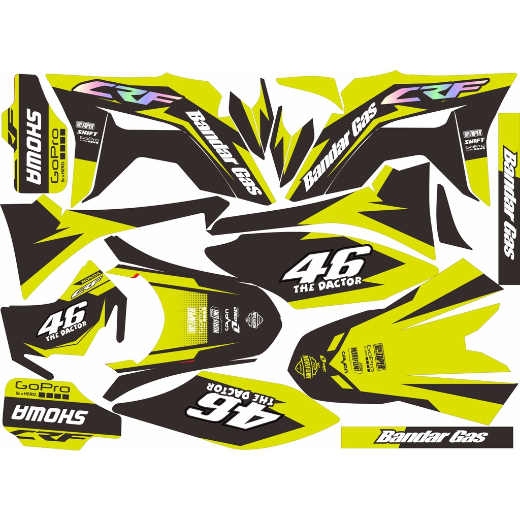 Decal Sticker CRF 150l DTRACKER KLX GORDON Decal Stiker Full Body Trail(Bahan Orajet)