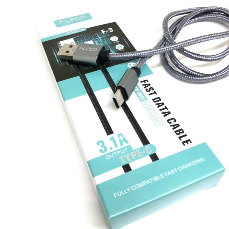 Kabel Data Fleco F3 Type C Kabel Charger Kabel Casan Fleco F3  Tipe C 3.1A String Series Tali Sepatu