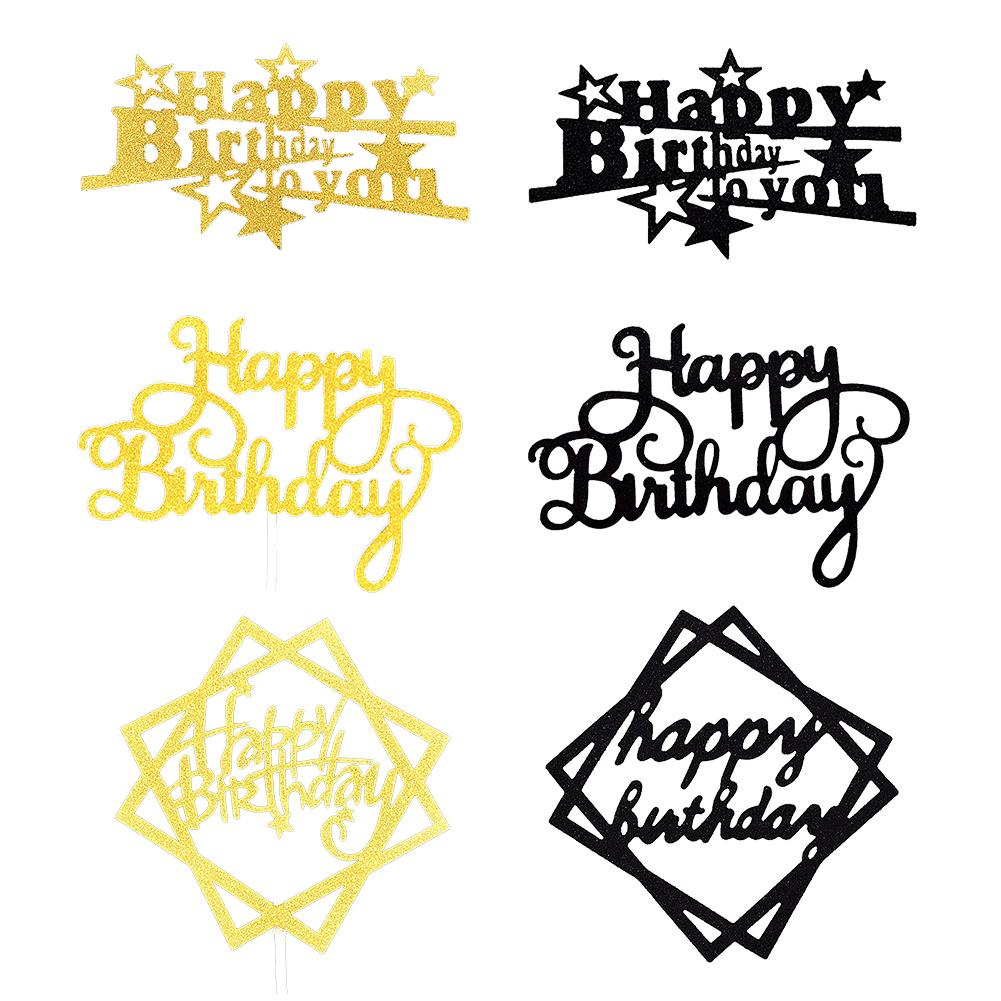 Tk 10Pcs / Pak Topper Kue Tulisan Happy Birthday Warna Gold / Silver Untuk Dekorasi Ulang Tahun