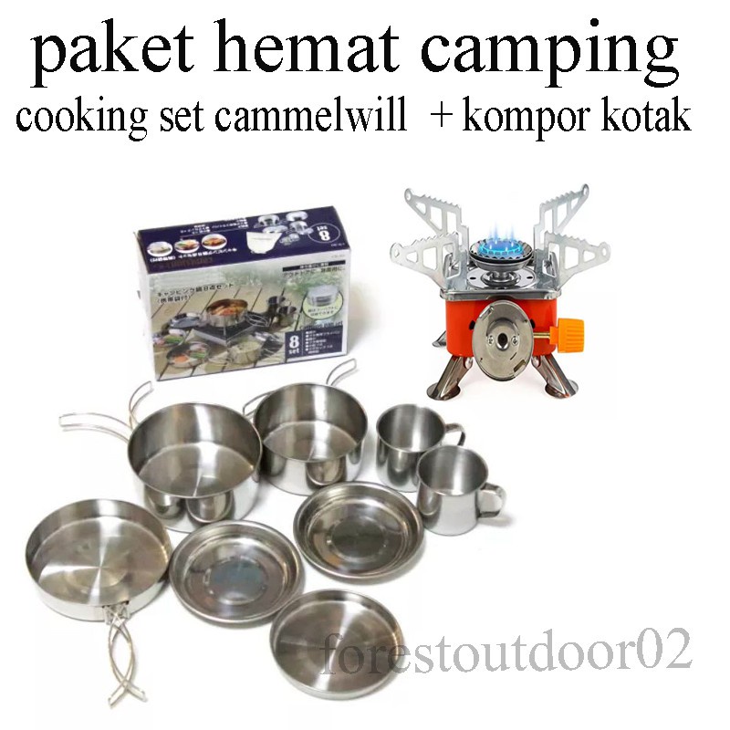 [COD] Paket Cooking set camelwill + kompor kotak / alat masak set praktis / cooking set kompor / kompor cooking set / alat masak camping / cooking set outdoor