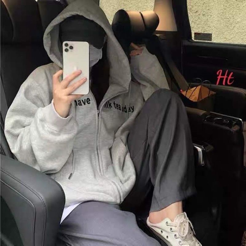 Hoodie Jacket Oversize Boy Girl (S - 6XL) Korean Style Did You Have Milk Tea Today Jumbo Bigsize S M L XL 2XL 3XL 4XL 5XL 6XL Dusty pink Cream Jaketin Aja