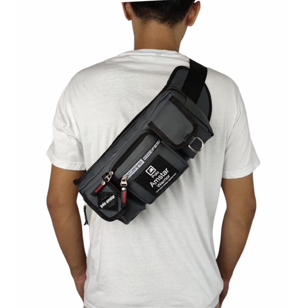 Tas Pria Tas Selempang Tas Pinggang Waistbag Waterproof Original Polo Amstar 100% Real Picture