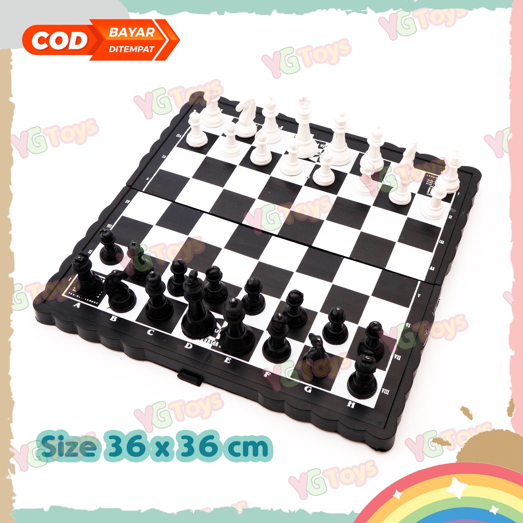 YGtoys Papan Catur Lipat Plastik Ukuran Medium Besar Folding Chess Board