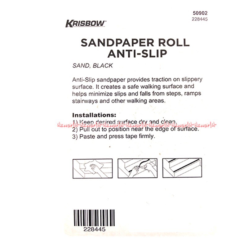 Krisbow Sandpaper Roll Anti Slip Sand Black 100cm Sriker Double Tape