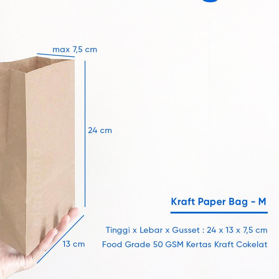 

Menarik ✦ (1 Pack) Paper Bag Medium SOS Kantong Kertas Kraft Coklat 24x13x7,5 Biodegradable Paperbag