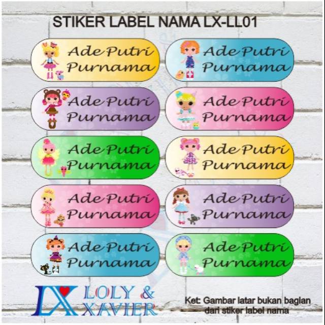 

Sticker nama anak waterproof lalaloopsy