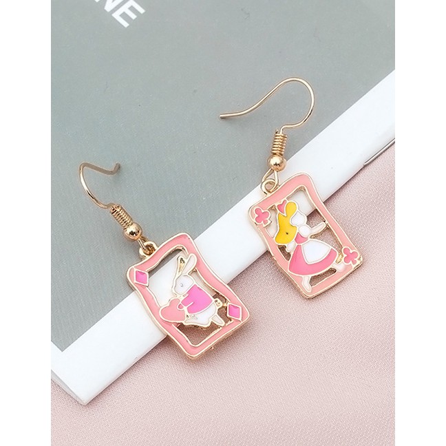 LRC Anting Gantung Fashion Pink Rabbit Shape Decorated Earrings