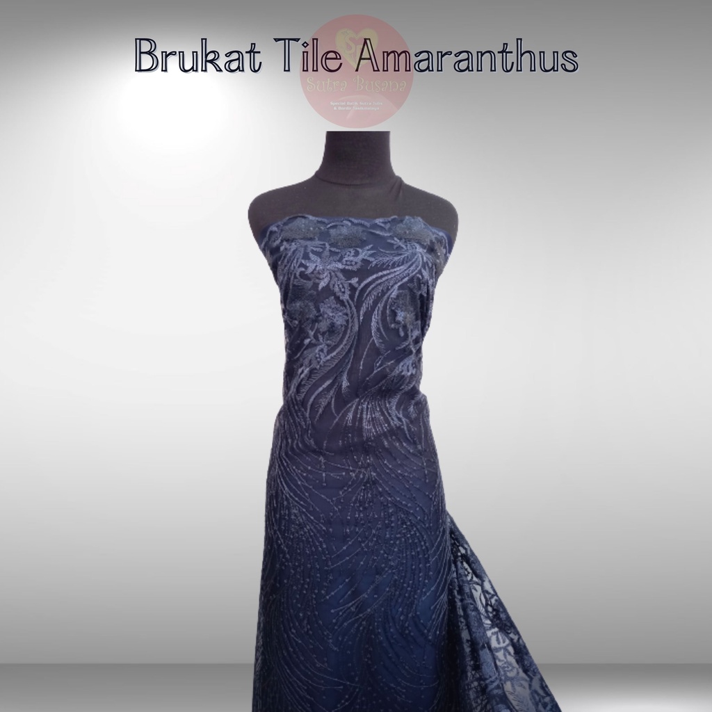 Pusat Bordir Tasikmalaya - Kain 1/2 Meter Kain Brokat Tile Prancis Berpayet Bahan Kebaya Motif Amara