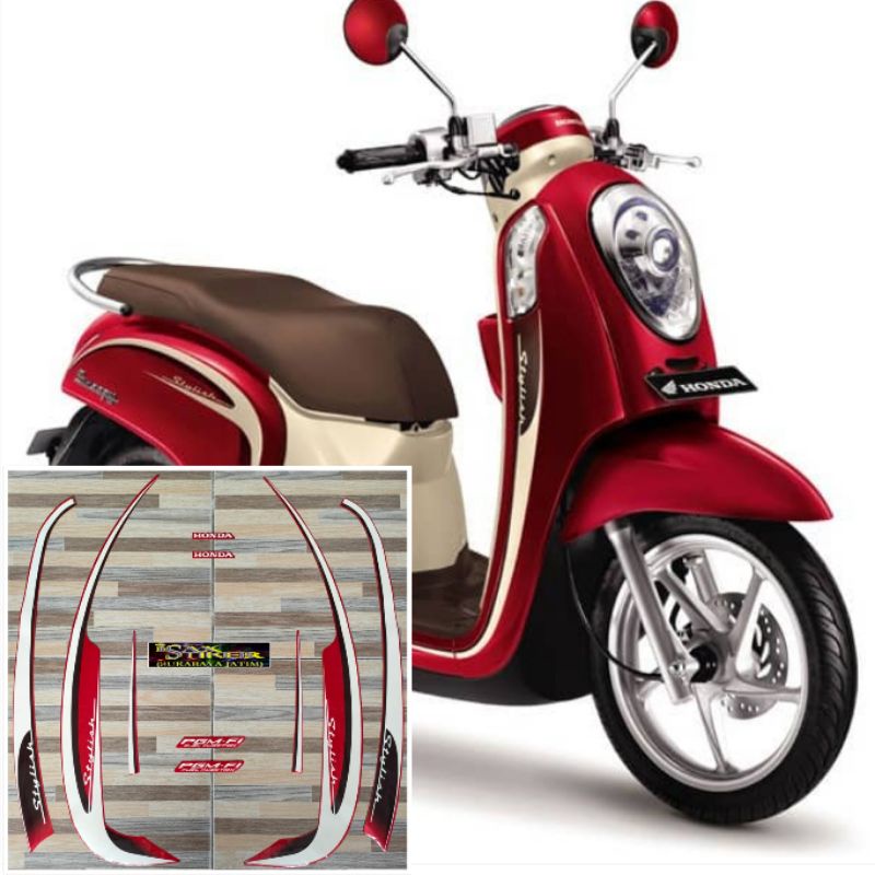 striping original Honda Scoopy stylish merah tahun 2013 2014