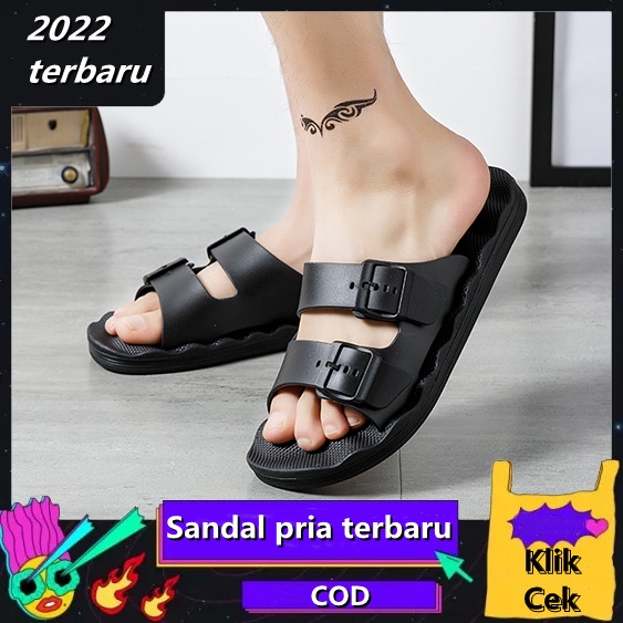 Sendal Pria Kekinian Terbaru Sandal Pria Karet EVA Sendal Selop Pria Hitam Polos Santai Sendal Pria Murah