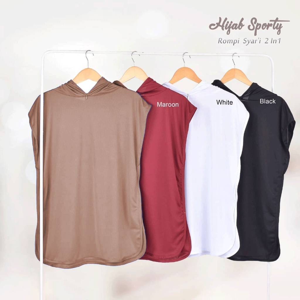 Hijab Rompi Sporty Hoodie Syari / Jilbab Senam Sporty / Jilbab Instan / Baju Olahraga-2