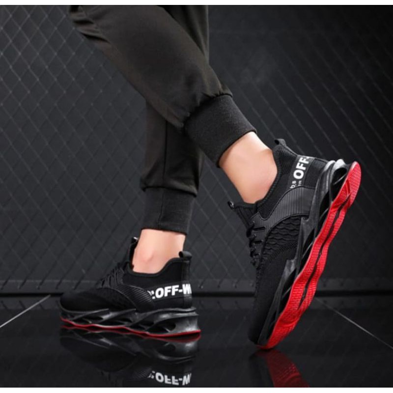 Sepatu Fashion Import Running Black Red
