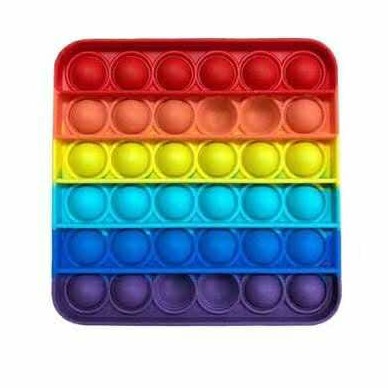 push pop it murah fidget toy rainbow mainan anak bubble sensory toys stress reliever Bubble Sensory-Square Rainbow