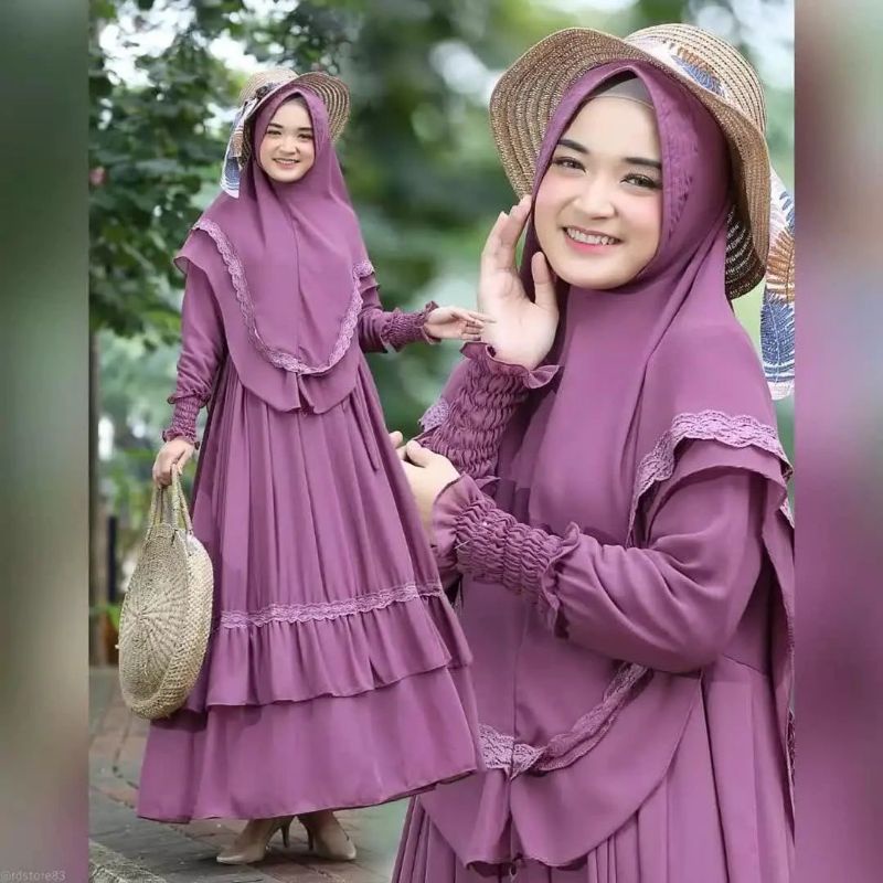 GAMIS SYAR'I CERUTY BABYDOLL FULL FURRING/MUTIA SYARI/GAMIS SYARI FULL FURRING L XL/GAMIS MUSLIM WANITA DEWASA/FAR MOSLEMSTORE