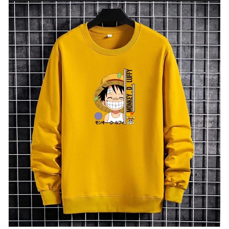 BAJU SWEATER LUFFY NYENGIR PRIA LENGAN PANJANG ATASAN COWOK SWETER PREMIUM