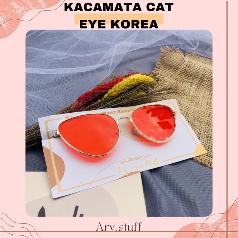 Kacamata Cat Eye Korea / sunglasses model kucing kaca mata hitam murah kekinian viral antiradiasi