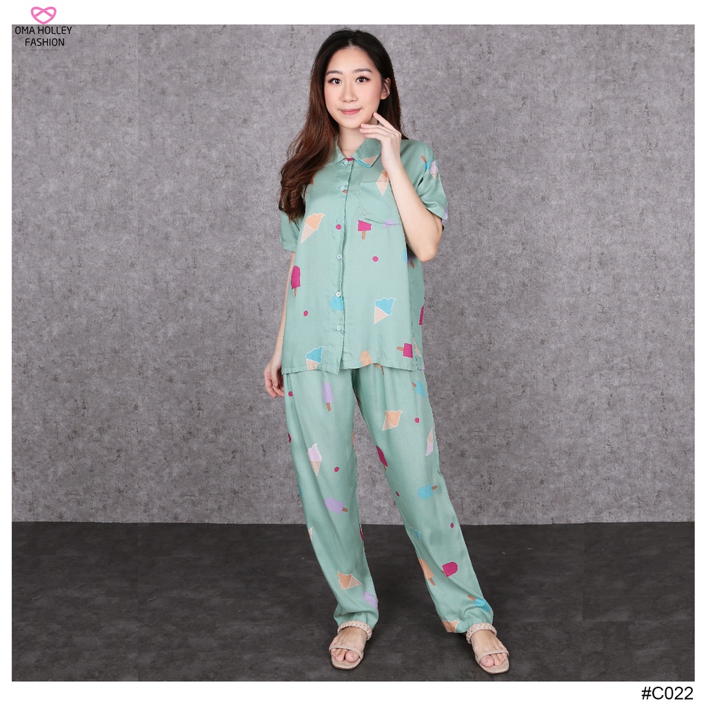 (COD) OH Fashion Anne One Set Piyama Rayyon Print #C022