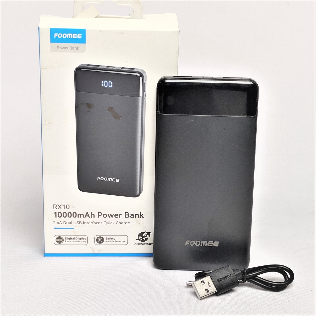 Foomee 10000mAh Power Bank 2.4A Dual USB Interfaces Quick Charge RX10