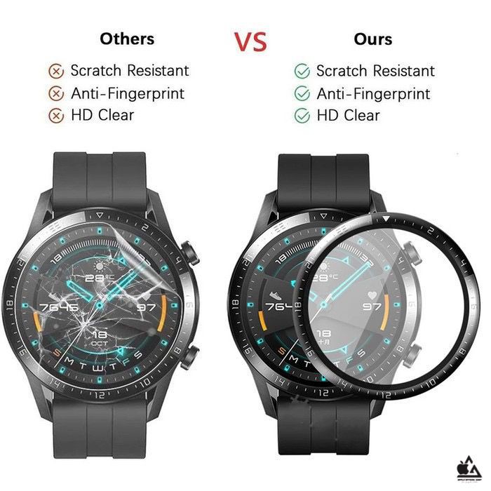 Tempered Glass 3D Huawei WATCH GT 2 42mm 46mm GT2 FULL CURVE Polimer Nano Technology Screen Protector Anti Gores Kaca Film