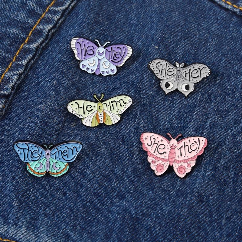 Bros Pin Enamel 44 Gaya Punk Model Butterfly Skull Heart Girl Untuk Hadiah