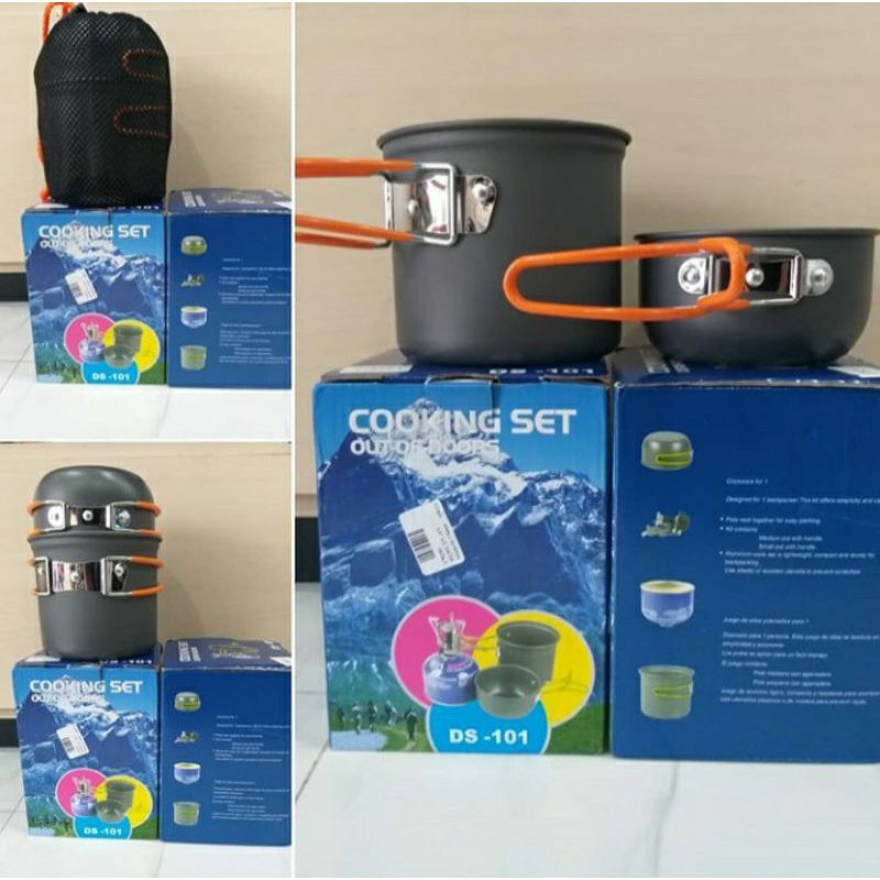 Cooking set DS 101 alat masak camping nesting ultralight DS-101 outdoor cookingset