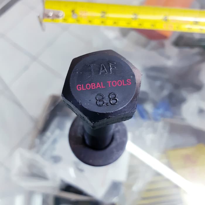 Baut mur baja 8.8 m14 x 45 full drat Halus baut baja 14 x 45 kunci22