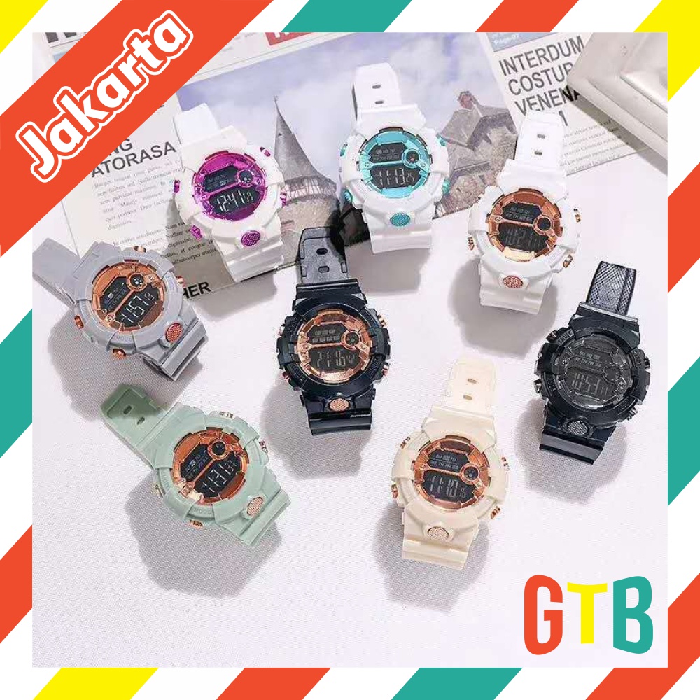 ❤GTB❤ Jam Tangan Sport Digital Dial Bulat Rubber Untuk Wanita Dan Pria Fashion Gaya Korea Import JT035