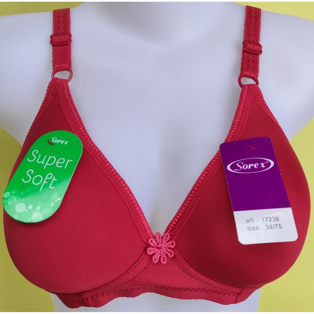 Sorex 17238 - 1 Pcs BH, Bra Wanita, Pakaian Dalam Wanita - Tanpa Kawat, Bahan Berkualitas, 10 Warna Pilih