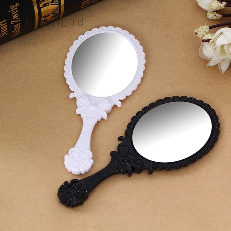 Cermin Kecil Genggam Bentuk Oval Gaya Retro Warna Hitam Cermin Kecil Genggam Bentuk Oval Gaya Retro Warna Hitam