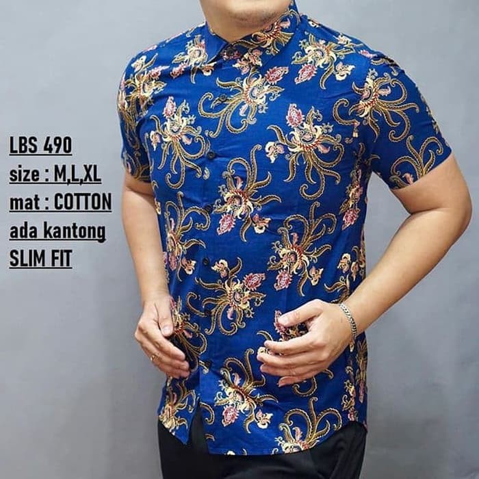 KEMEJA BATIK SLIM FIT ASLI LENGAN PENDEK BATIK PRIA SLIMFIT OB581 MIX CLOTHING