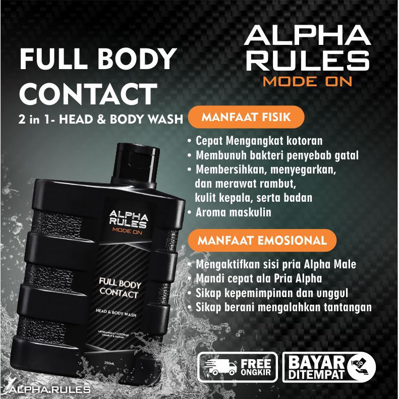 Alpha Rules Full Body Contact Sabun Mandi Shampo 2 in 1 Head &amp; Body Wash Alpharules Original