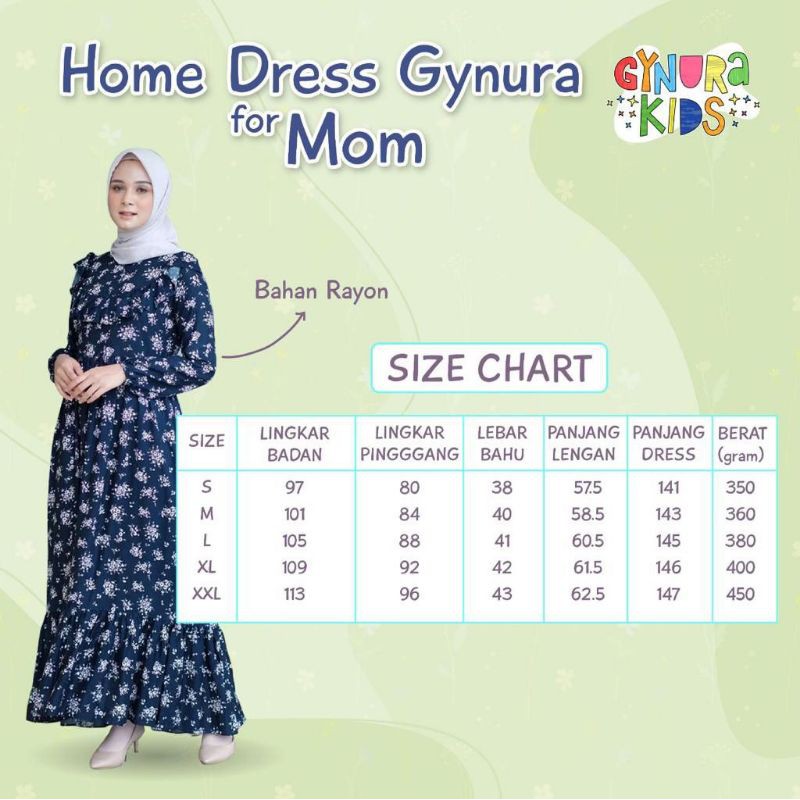 Homedress gamis dewasa HD mom gynura daily wear raggakids