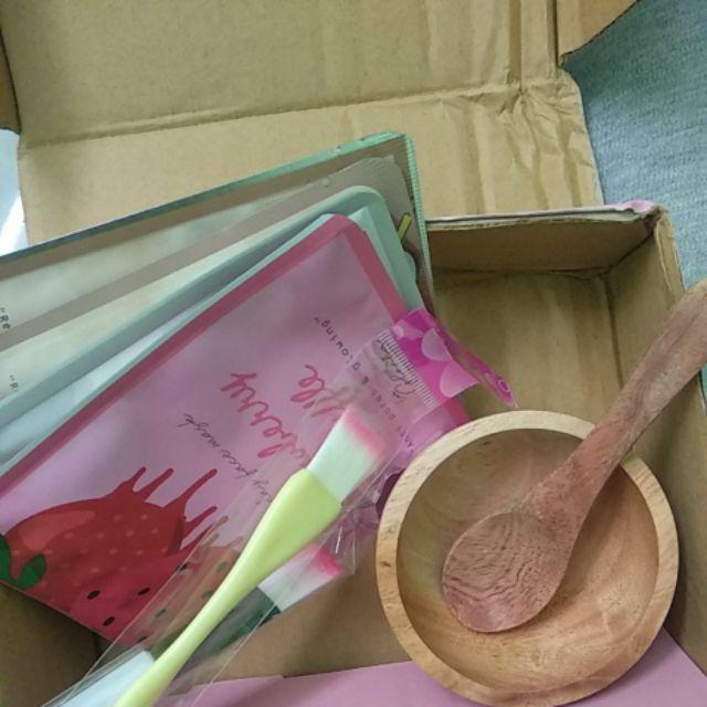 Mangkok Masker Kayu + Sendok Kayu + Spatula Kuas 2in1 With Exclusive Box By Zistuff.id