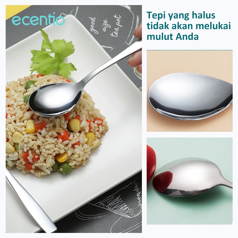 ecentio 3pcs sendok makan sendok garpu set stainless steel sumpit sendok grapu set alat makan dengan kotak berbahan