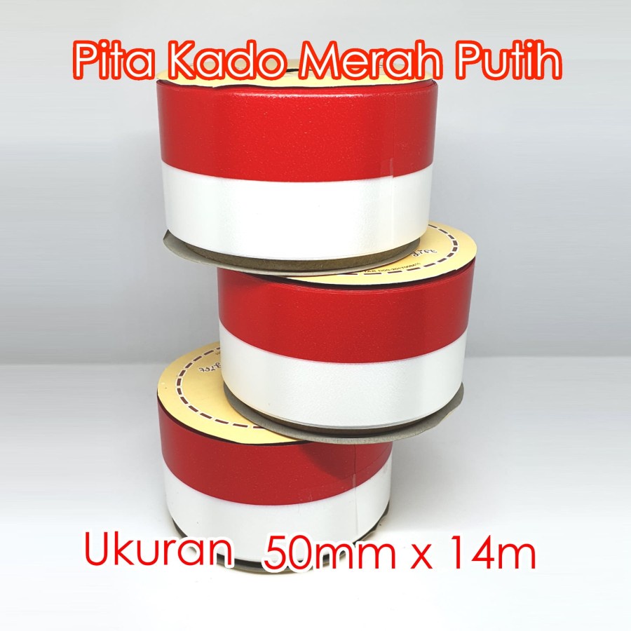 Pita Kado Merah Putih 50mm x 14m Ribbon Bendera Indonesia Merdeka Warna Warni Gift Hadiah Parcel Parsel Ulang Tahun Anniversary Birthday Party Wisuda Graduate Bouquete Bucket Bunga Kerajinan Craft Crafting Art Seni Grosir Prakarya Malang