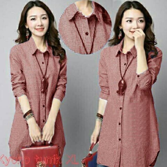 Kemeja tunik fashion wanita - KYOKO kotak XL