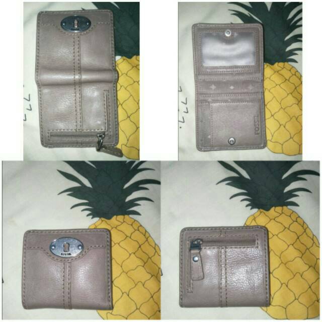 Preloved Fossil mini bifold wallet (taupe) / dompet fossil mini bifold marlow / maddox