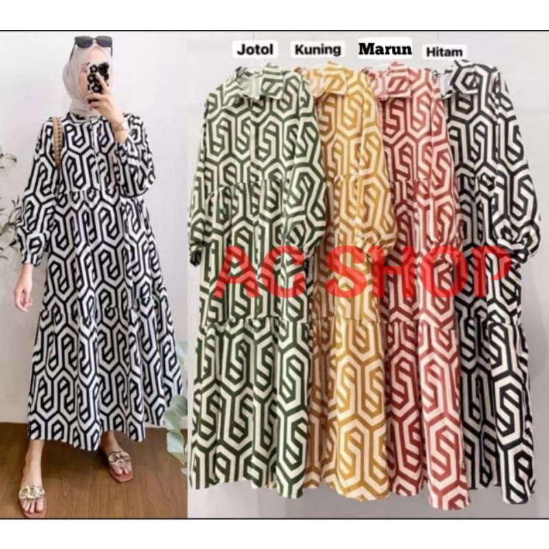 MIDI DRESS VIRAL TERBARU - GAMIS MOTIF KEKINIAN JUMBO - Z4R4 MIDI (BISA COD)