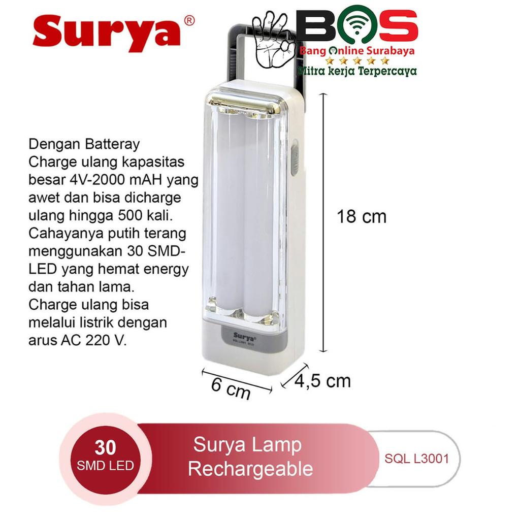 Surya Lampu LED Emergency Lamp Surya SQL 3001 SQL-3001 Lampu Darurat