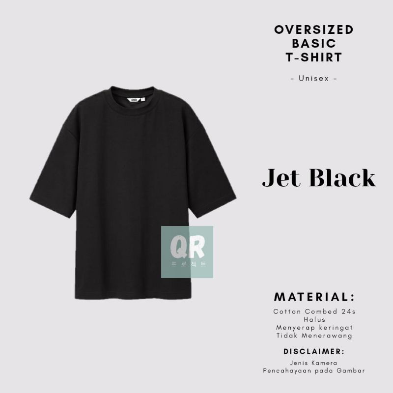 KAOS POLOS OVERSIZE UNISEX COTTON COMBED 24S PREMIUM OVERSIZED TSHIRT-Jet black