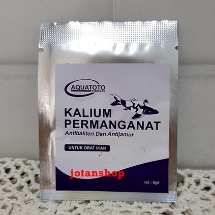 Kalium Permanganat AQUATOTO 5GR PK Obat Ikan hias Koi kalsum permangat aquarium kolam